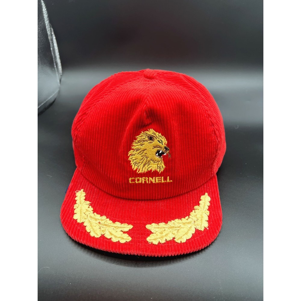 Vintage Cornell University Lion Corduroy Snapback Trucker Hat Cap EUC USA Leaf